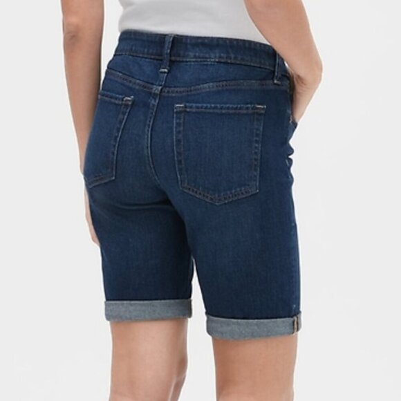 GAP DENIM 9" Denim Bermuda Shorts Dark Wash Indigo Blue Jean Shorts 14 / 32 32" - Picture 3 of 16